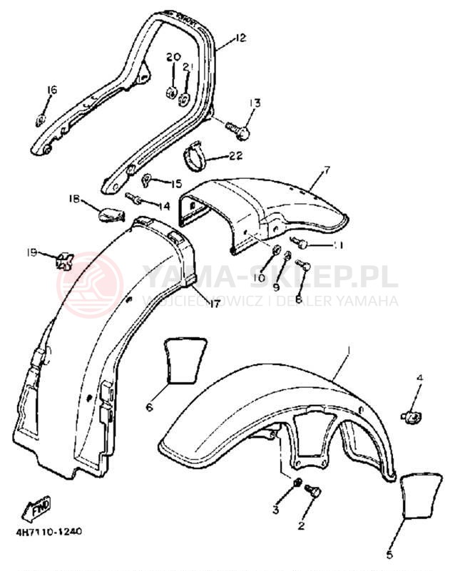 Schemat "Błotniki przód i tył" do Yamaha XJ650K
