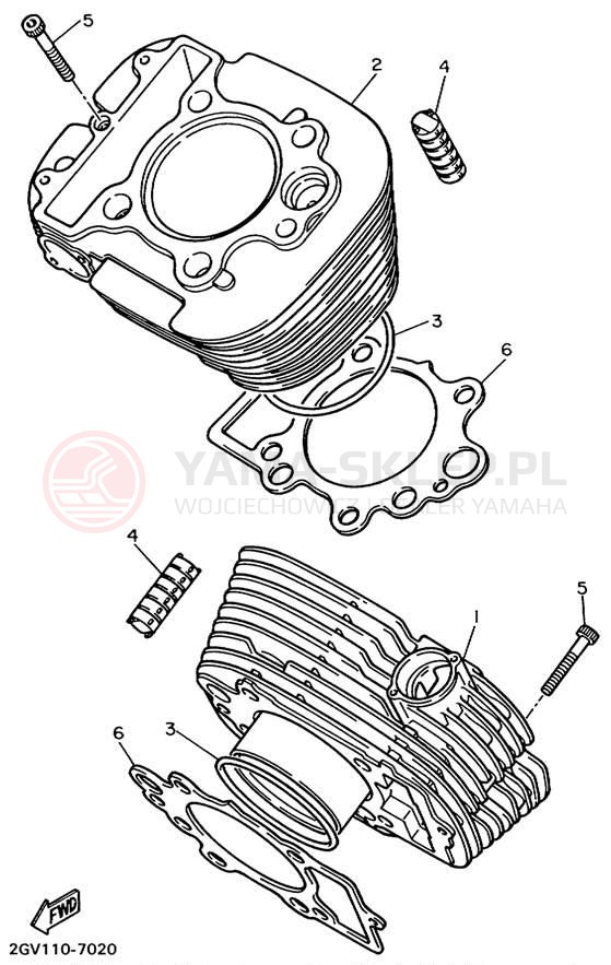 Schemat "cylinder" do Yamaha VIRAGO 535 XV535MC/XV535M