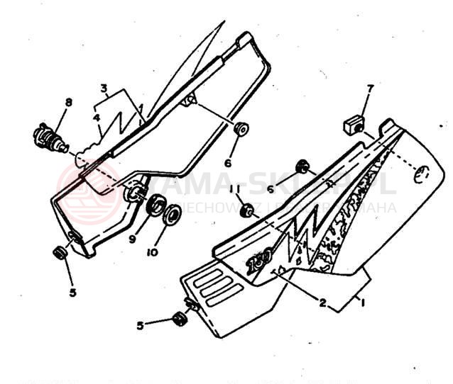 Schemat "Pokrywa boczna" do Yamaha RT180G
