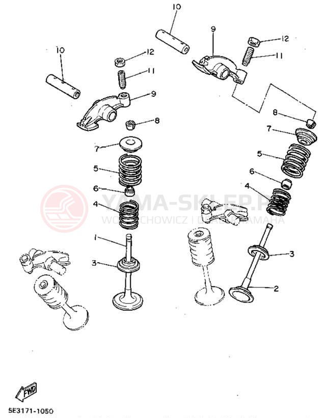 Schemat "zawory" do Yamaha VIRAGO 750 XV750DC/XV750D