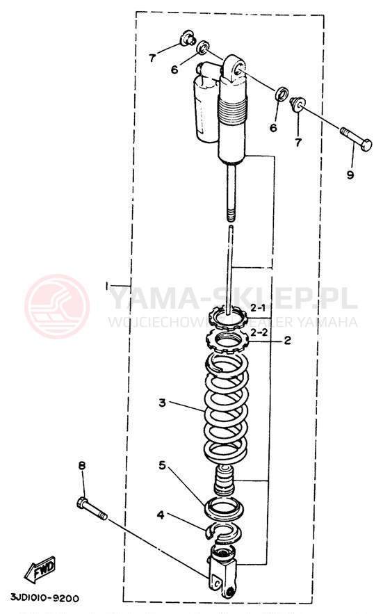 Schemat "zawieszenie tył" do Yamaha YZ125W