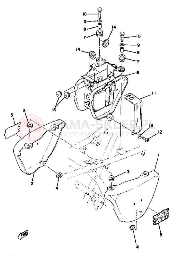 Schemat "pokrywa boczna - skrzynka akumulatora" do Yamaha XS400_2F