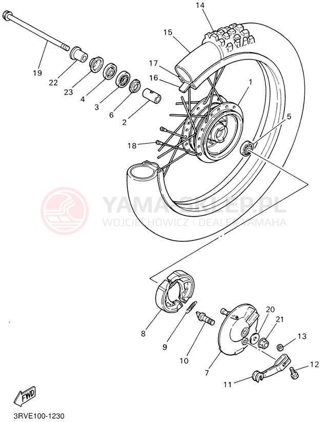 Schemat "Koło przód" do Yamaha YZINGER PW80N1
