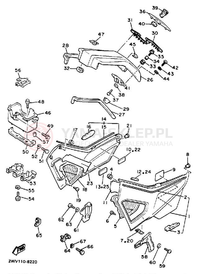 Schemat "Pokrywa boczna" do Yamaha XVZ13U/XVZ13UC