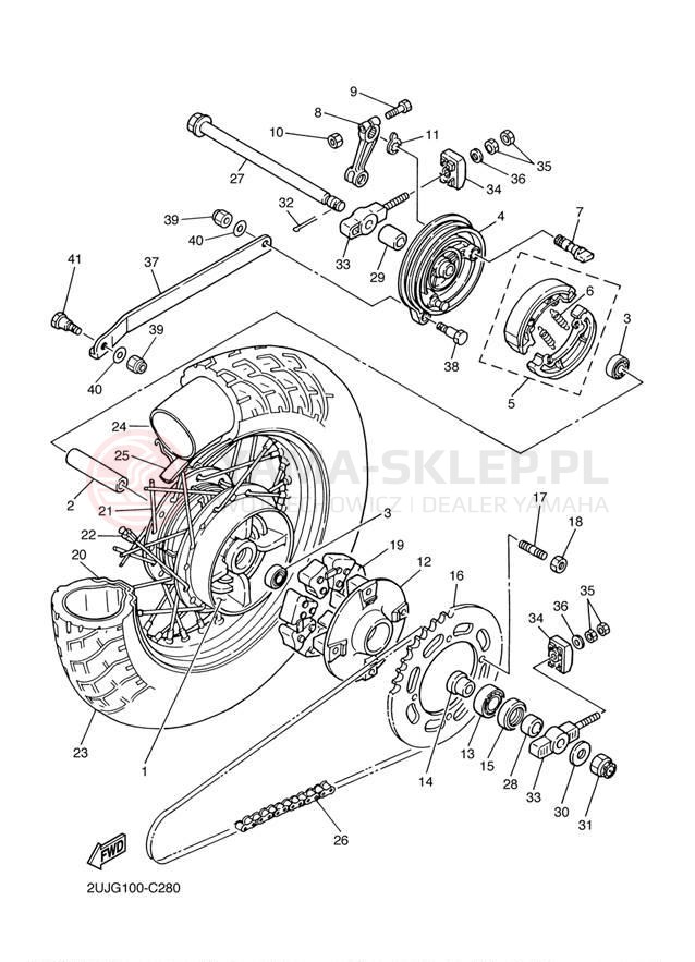 Schemat "Koło tył" do Yamaha VIRAGO 250 XV250SC/XV250S
