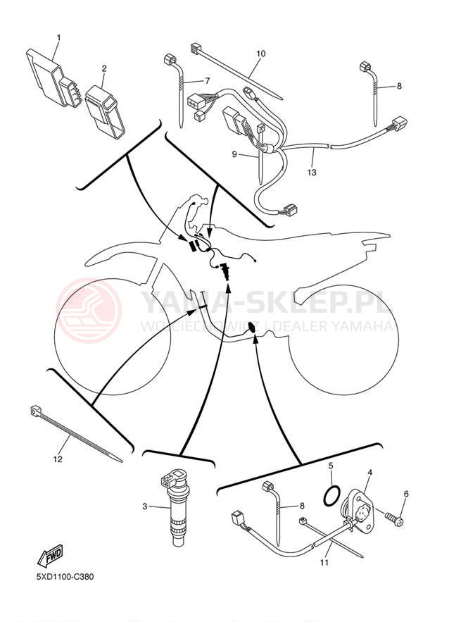 Schemat "układ elektryczny" do Yamaha YZ450F YZ450FS