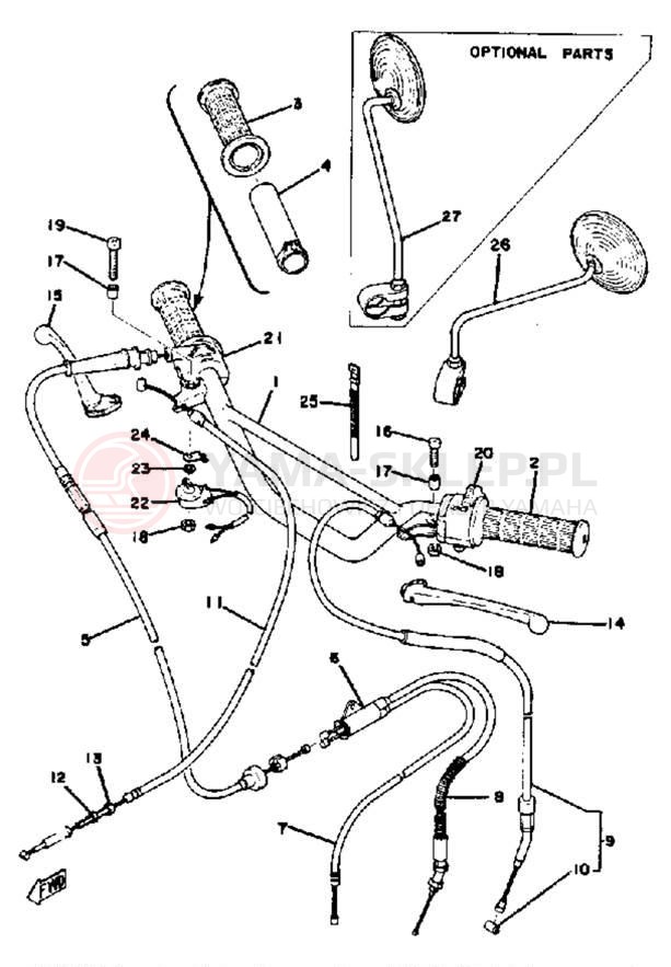 Schemat "Kierownica i osprzęt" do Yamaha GTMXC/GT80C