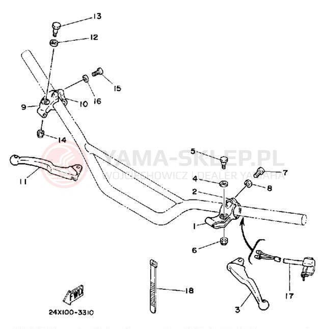 Schemat "Kierownica i osprzęt" do Yamaha YZ125L