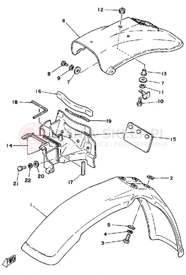 Schemat "Błotniki przód i tył" do Yamaha IT175G