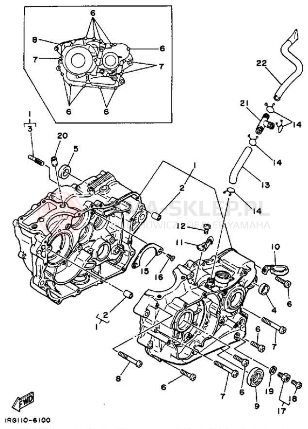 Schemat "Obudowa silnika" do Yamaha TT350T