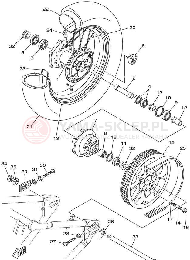 Schemat "Koło tył" do Yamaha ROAD STAR XV1600AP/XV1600APC