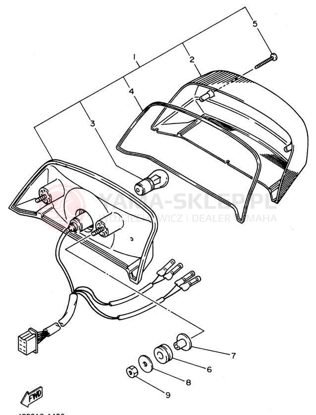 Schemat "lampa tył" do Yamaha SECA II XJ600SH/XJ600SHC