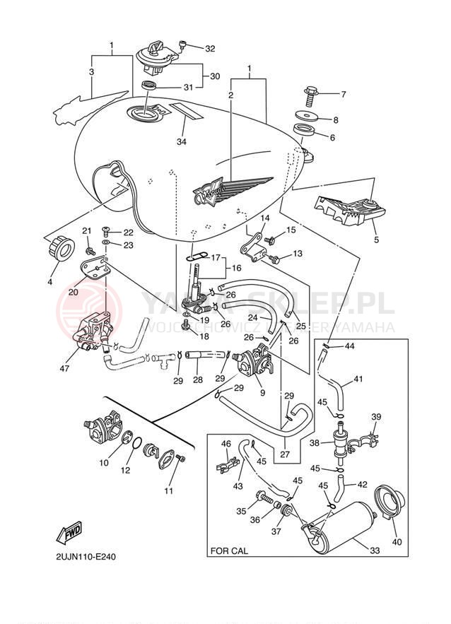 Schemat "zbiornik paliwa" do Yamaha VIRAGO 250 XV250W1/XV250W1C
