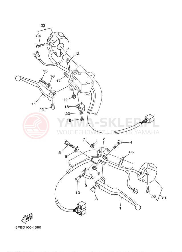 Schemat "Kierownica i osprzęt" do Yamaha V-STAR CUSTOM XVS650RC/XVS650R