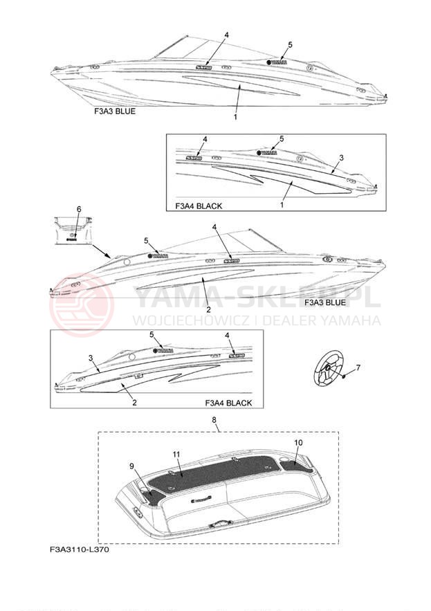 Schemat "Naklejki" do Yamaha SX190 RX1800DL/RX1800CL