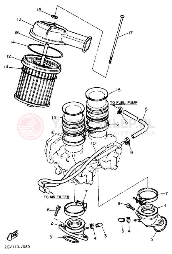 Schemat "Filtr powietrza" do Yamaha VIRAGO 535 XV535U