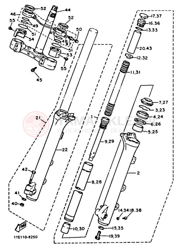 Schemat "Amortyzatory przód" do Yamaha VIRAGO 1100 XV1100D/XV1100DC