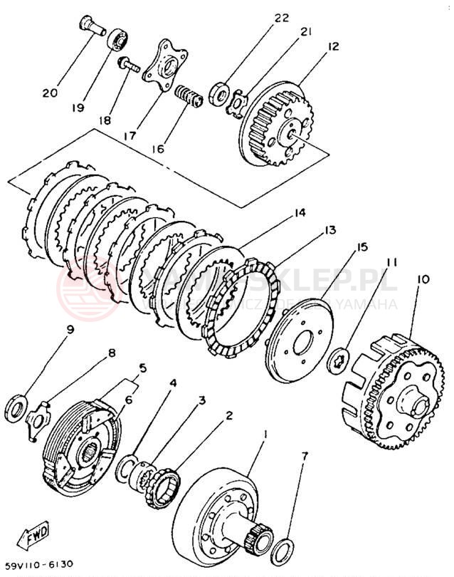 Schemat "sprzęgło" do Yamaha MOTO-4 YFM225S