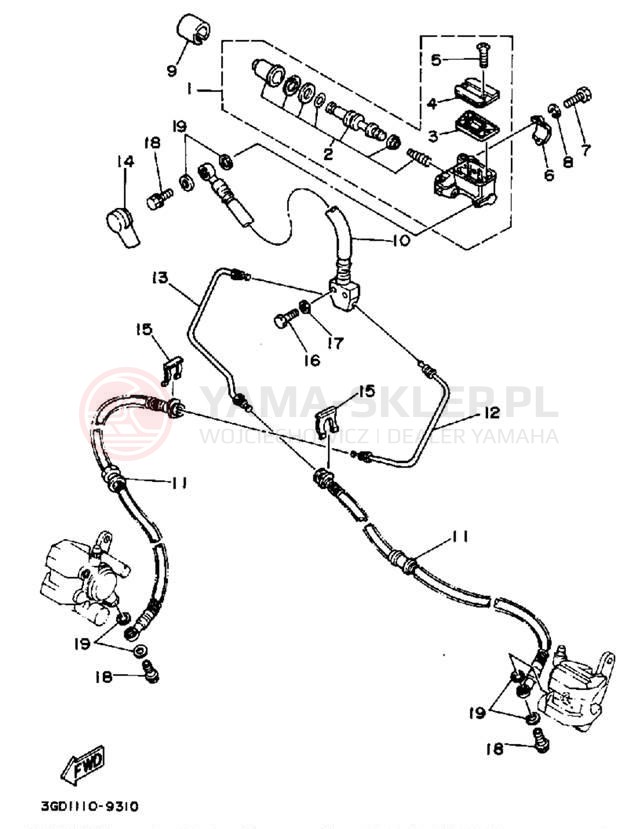 Schemat "Pompa hamulcowa przednia" do Yamaha WARRIOR YFM350XW