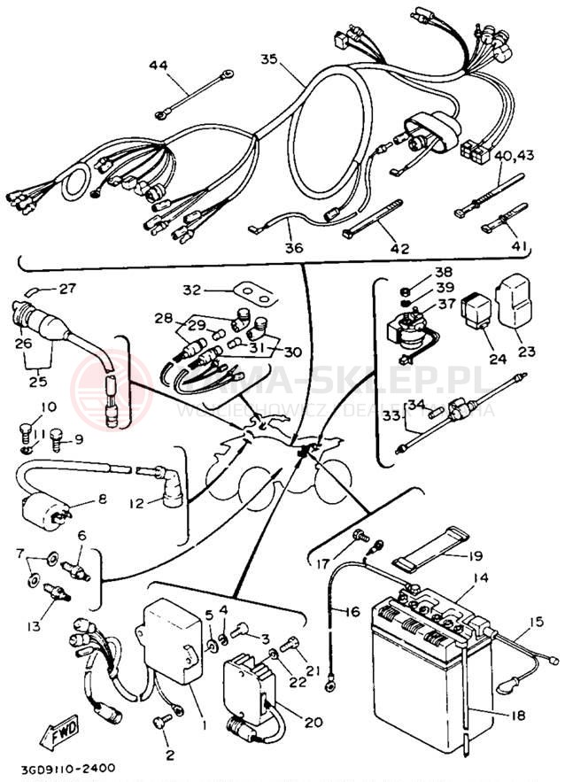 Schemat "układ elektryczny" do Yamaha WARRIOR YFM350XE