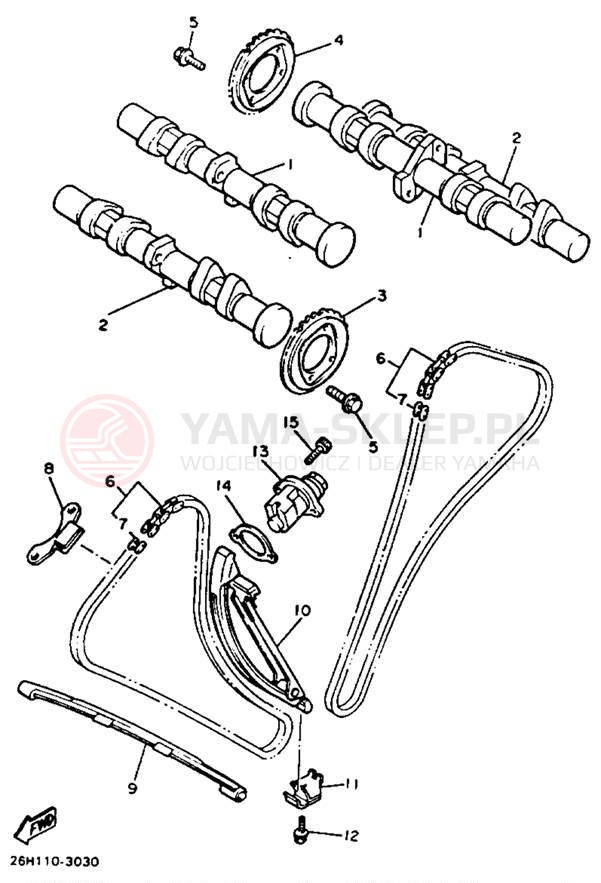 Schemat "Rozrząd - łańcuszek" do Yamaha XVZ12L/XVZ12KC2