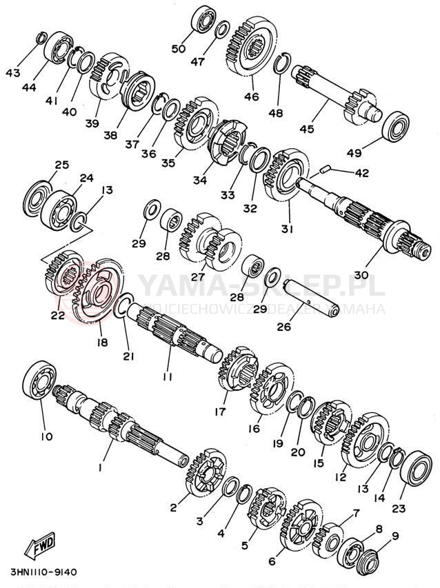 Schemat "Skrzynia biegów " do Yamaha KODIAK 4WD YFM400FWG
