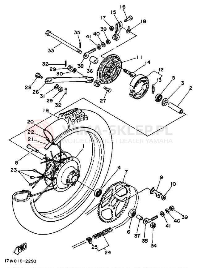 Schemat "Koło tył" do Yamaha DT50LC/DT50A
