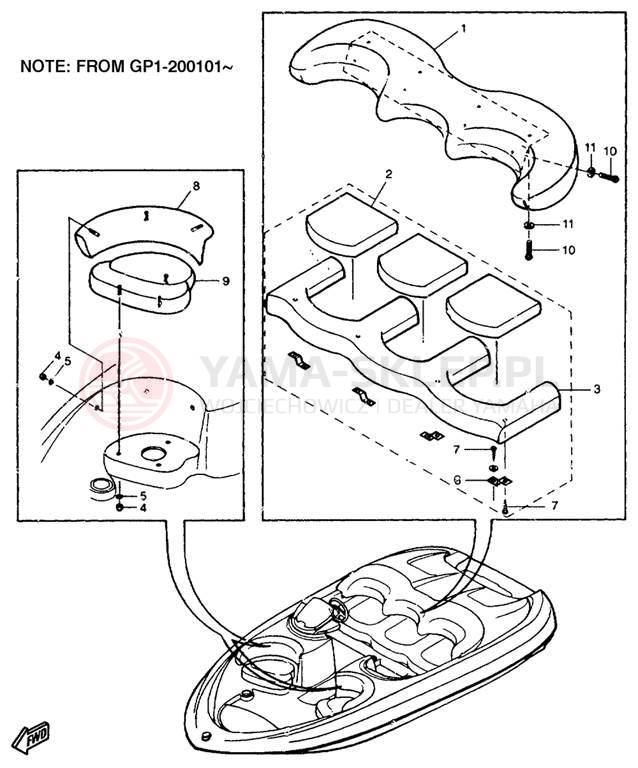 Schemat "Schowek pod siedzeniem," do Yamaha EXCITER EXT1100U