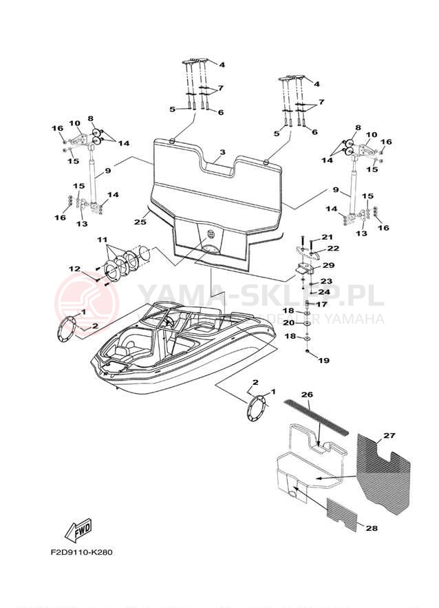Schemat "DECK HATCH" do Yamaha 242 LIMITED SXT1800JL