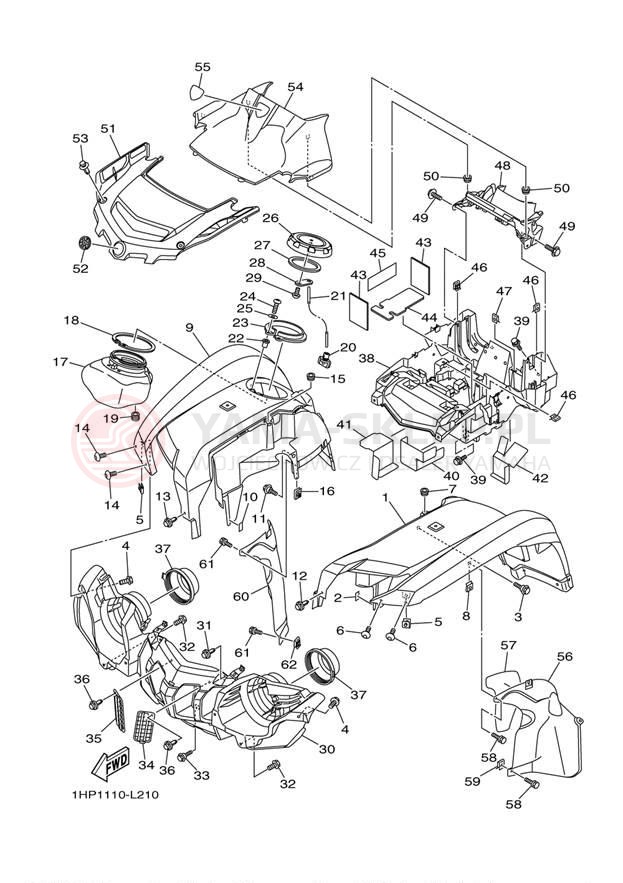Schemat "Przedni błotnik" do Yamaha GRIZZLY 700 EPS 4WD YFM7FGPBGR
