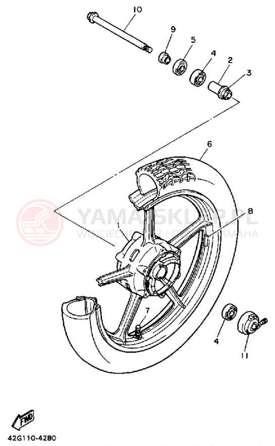 Schemat "Koło przód" do Yamaha VIRAGO 750 XV750AC/XV750A