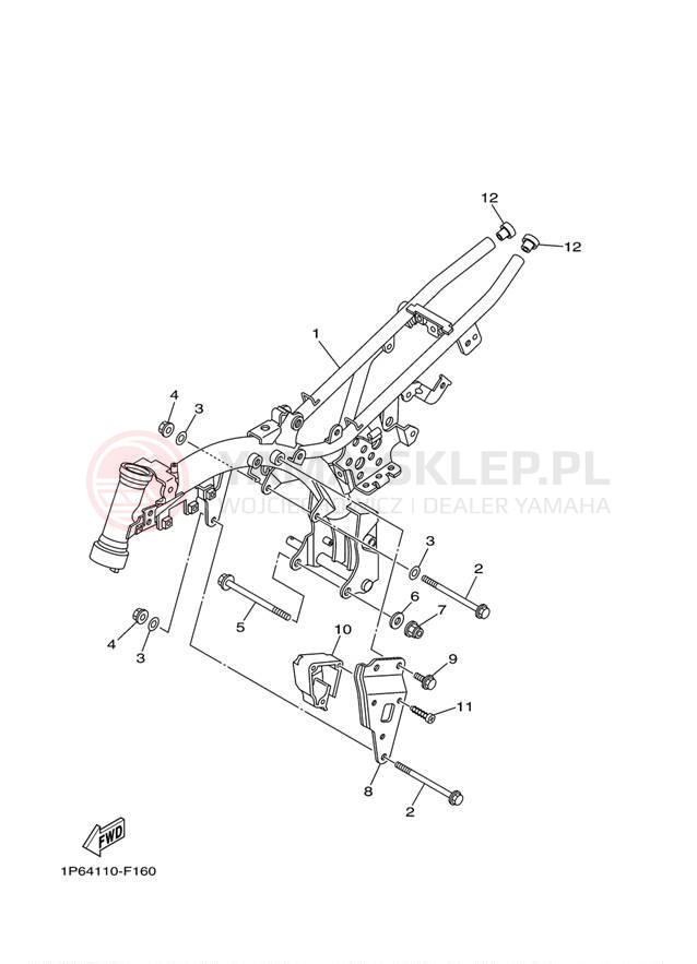 Schemat "rama" do Yamaha TT-R50E TTR50EW