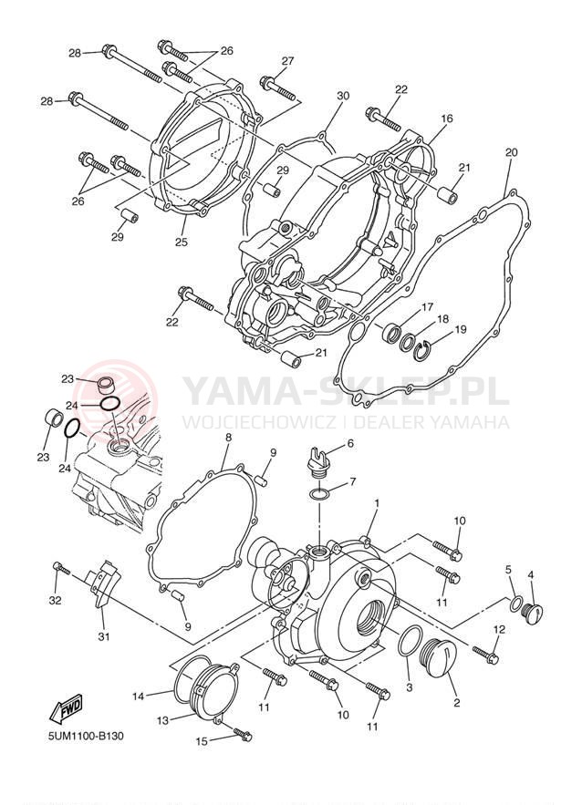 Schemat "Pokrywa silnika" do Yamaha WR250F WR250FR