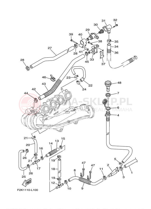 Schemat "Wydech końcowy" do Yamaha AR210 LAT1100AM