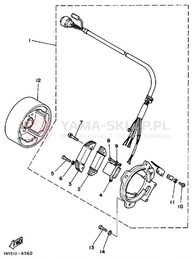 Schemat "prądnica" do Yamaha YFM200DXS