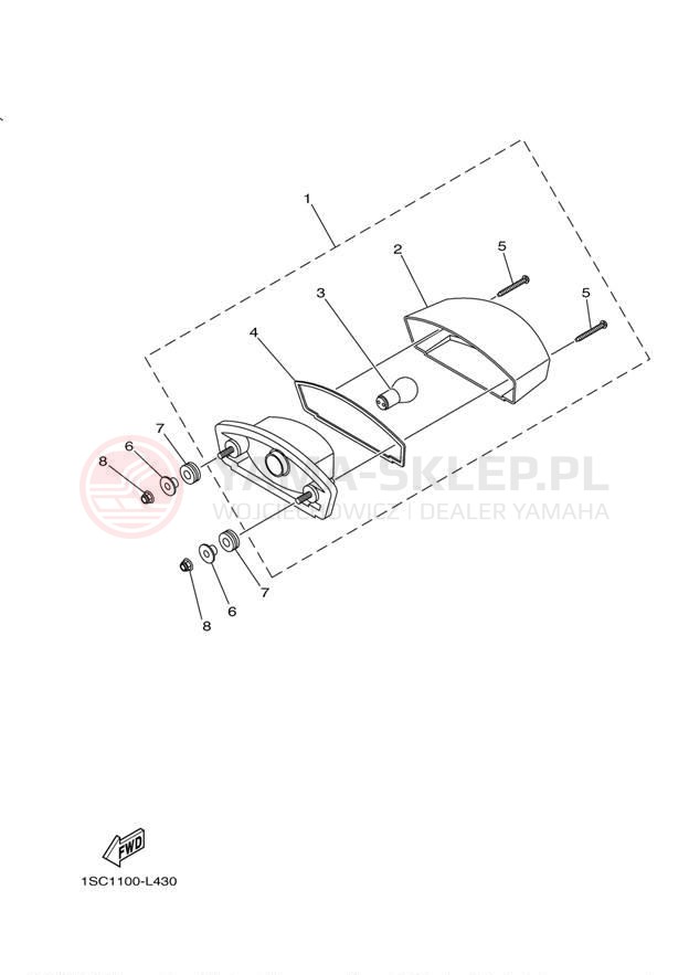 Schemat "lampa tył" do Yamaha GRIZZLY 300 YFM30GBL/YFM30GBGR