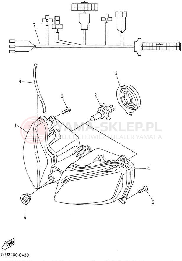 Schemat "Lampa przód" do Yamaha YZFR1 YZFR1SN/YZFR1SNC