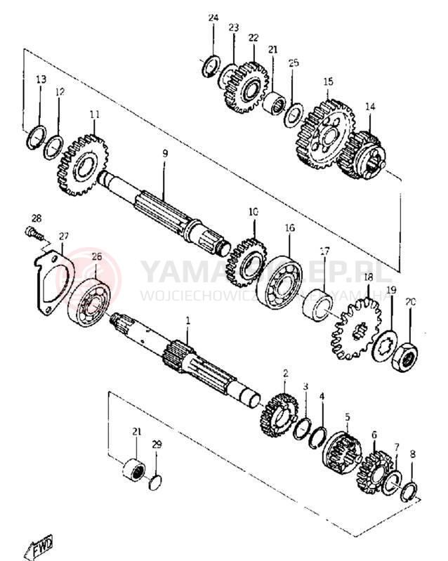 Schemat "Skrzynia biegów " do Yamaha YG5S