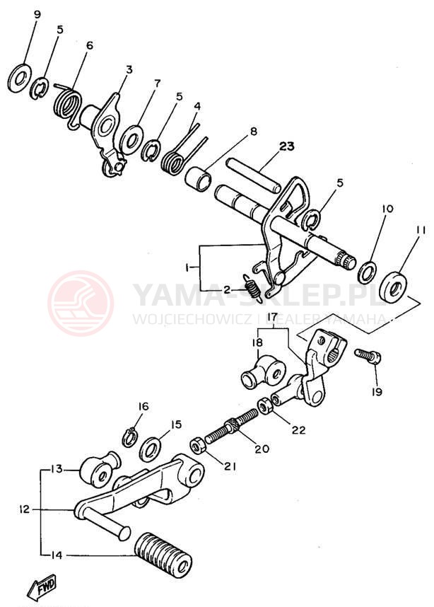 Schemat "Dźwignia zmiany biegów, wałek" do Yamaha VIRAGO 750 XV750F/XV750FC