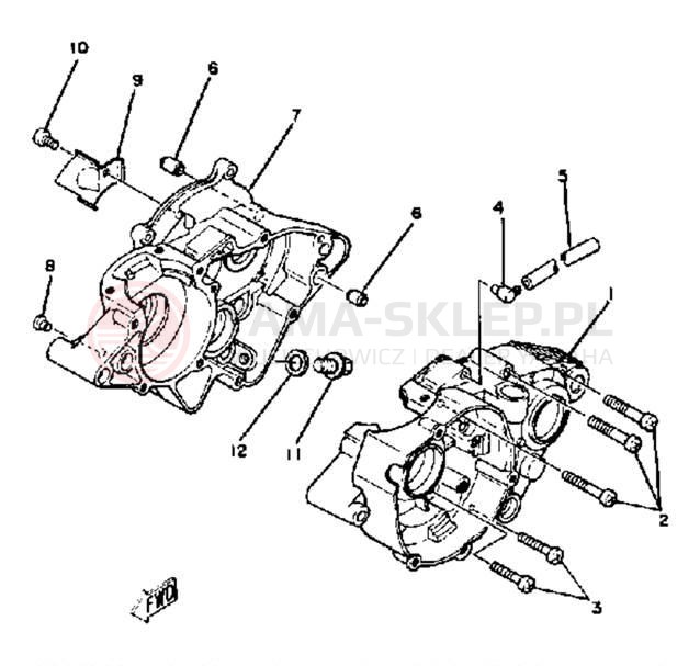 Schemat "Obudowa silnika" do Yamaha YZ60K