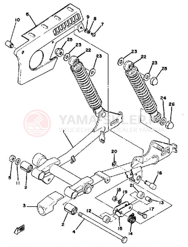 Schemat "wahacz, zawieszenie tył" do Yamaha LB50PG