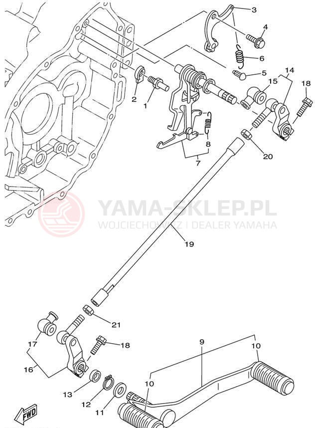 Schemat "Dźwignia zmiany biegów, wałek" do Yamaha ROAD STAR XV1600AP/XV1600APC
