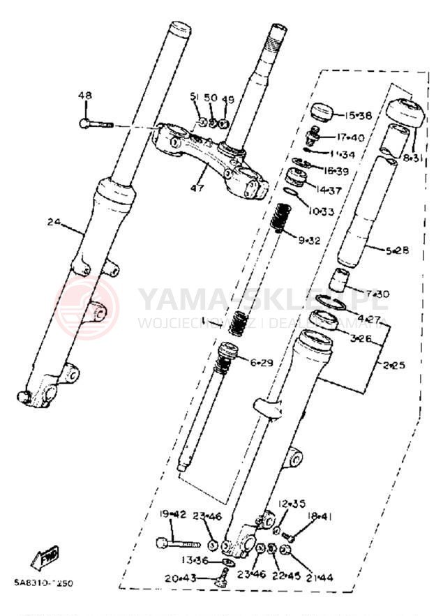 Schemat "Amortyzatory przód" do Yamaha XV920RH