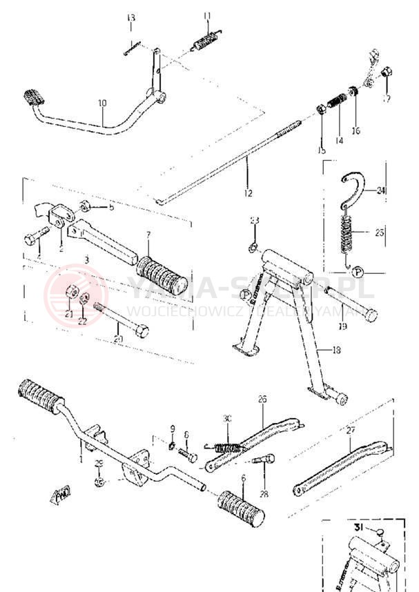 Schemat "Stopka postoj., dźw. Hamulca tył" do Yamaha YL2C YL2CM YLCM_68_EN