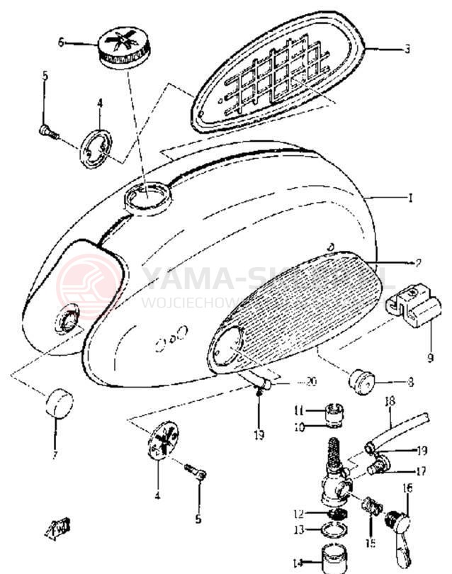 Schemat "zbiornik paliwa" do Yamaha YJ2/YJ1