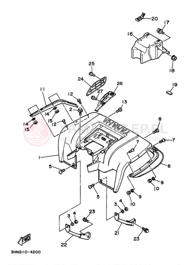 Schemat "Tylny błotnik" do Yamaha YFM350FWJ