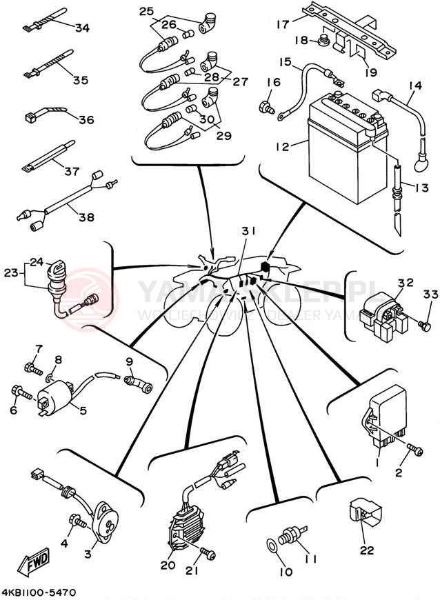 Schemat "układ elektryczny" do Yamaha YFM35FXG