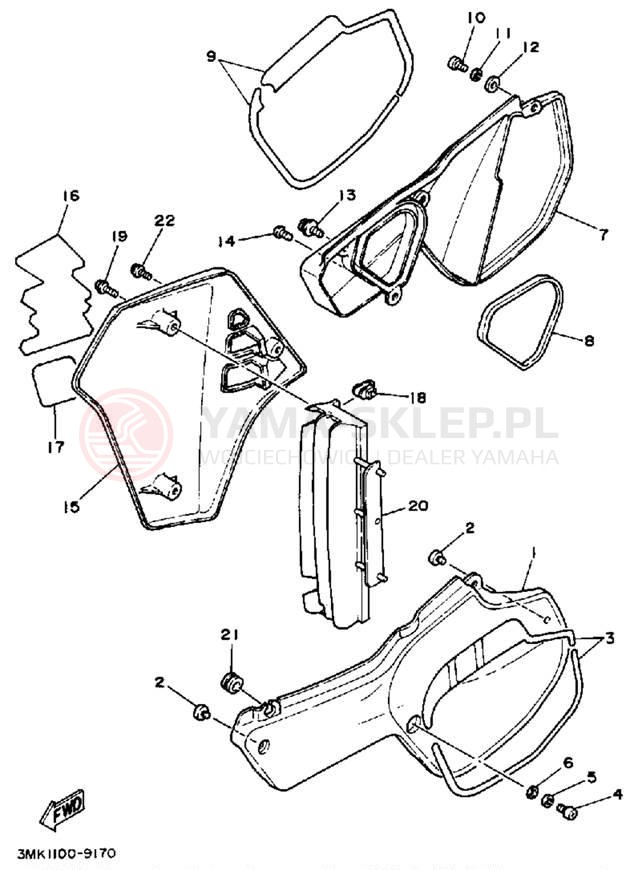 Schemat "Pokrywa boczna" do Yamaha YZ80W
