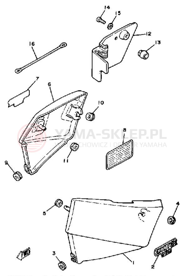 Schemat "Pokrywa boczna" do Yamaha SR185H