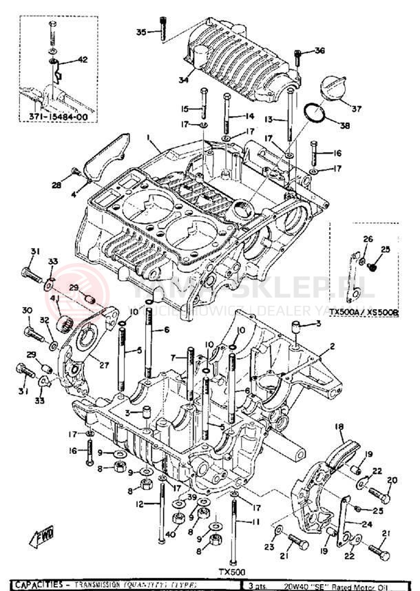 Schemat "Obudowa silnika" do Yamaha TX500
